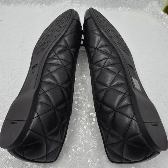 Coach Allyson Quilted Ballet Flats Classic Black Leather Women"s 10 - Picture 9 of 16
